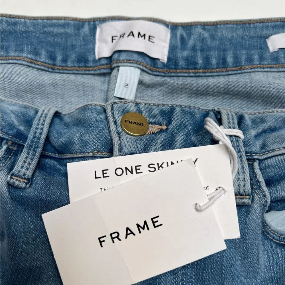 Frame Le One Skinny High Waist Cotton Jeans in Caspio Frame Size 2 MSRP $218